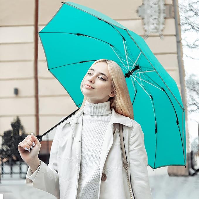 Lejorain Travel Folding Inverted Umbrella - Reverse LED Umbrellas Automatic Open and Close - Reflective Collapsible Reversible Umbrella