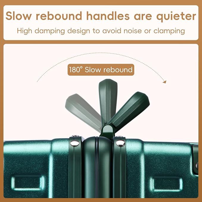 ROAMING Zipperless Luggage 24 Inch with Aluminum Frame, 3-Layer PC Trunk-Medium Lightweight Hard Shell Suitcase with Spinner Wheels, Metal Travel Luggage with Double TSA Locks, Dark Night Green