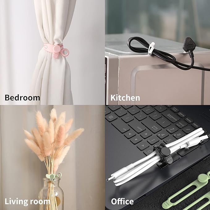 [20Park]UMUST Silicone Cable Ties, Reusable Cable Management Organizer,Cable Straps,Cord Ties,Multipurpose Elastic Cord Organizer for Bundling and Fastening Cable Cords Wires(white)