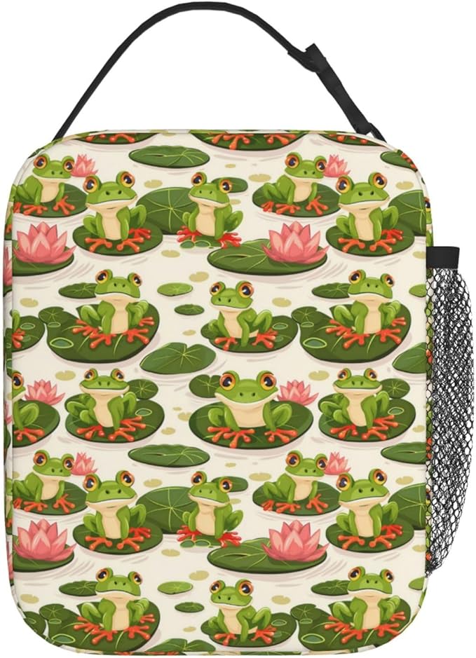 Frog Insulated Lunch Box for Women Men Frog Lunch Bag for Travel,or Fishing Polyester