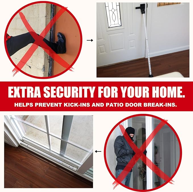 SECURITYMAN Door Security Bar & Sliding Patio Bar - Constructed of High Grade Iron - Great for Apartment Security, Hotel Safety, or Home Protection Door Stoppers