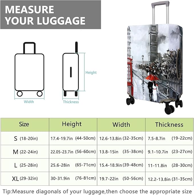 Travel Luggage Cover Suitcase Protector Fits 18-32 Inch Wheel Covers PatternedTravel Related Items Flower Luggage Protector Elastic L
