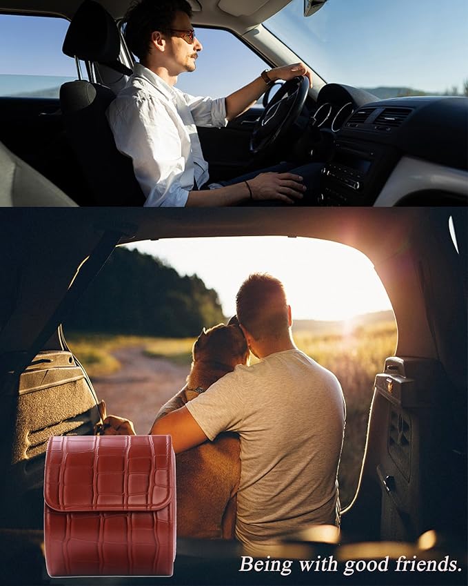 MR.OKAY Single Watch Travel Case-Classic Leather Watch Case With Superb Texture.(Portable Watch Roll Or Organizer For Storage And Display).Festival Gift For Men,All Handcrafted By Artisans.
