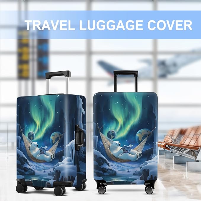 Polar bear Luggage Cover Washable Suitcase Protector Anti-Scratch,Stretchable Fit for 20-34Inch Luggage Durable Travel Bag Cover with Zipper Closure L(28-30inch suitcase)