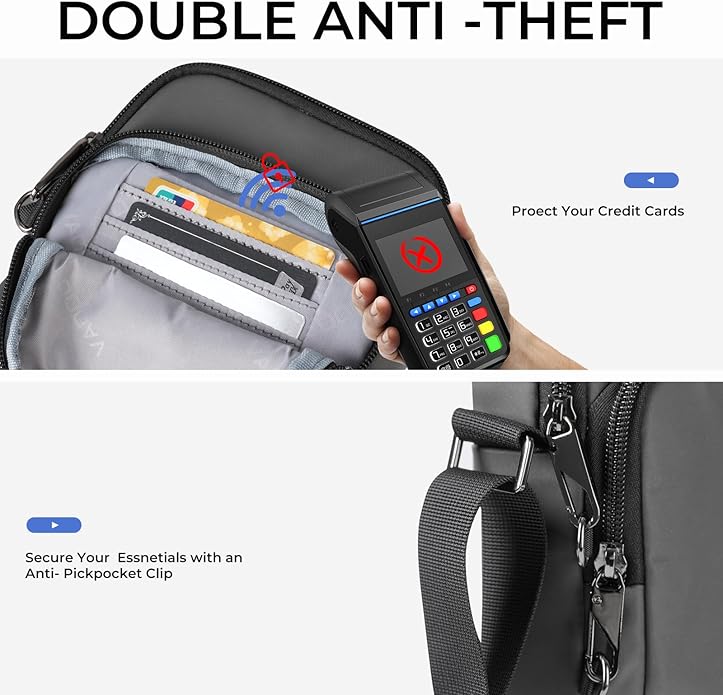 BROADREAM Small Crossbody Bag Men Women, Anti-Theft Crossbody Sling bags - Mini Shoulder Travel Bag for Hiking Sports