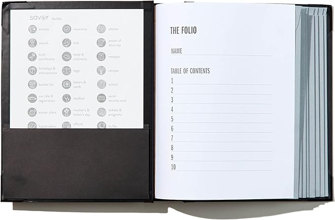 Savor | 2025 Edition The Folio™ Document Organizer | Custom Dyed Cloth-Bound Expanding File for Important Papers, Passports, Birth Certificates & More | Ideal for Home Organization & Graduation Gift