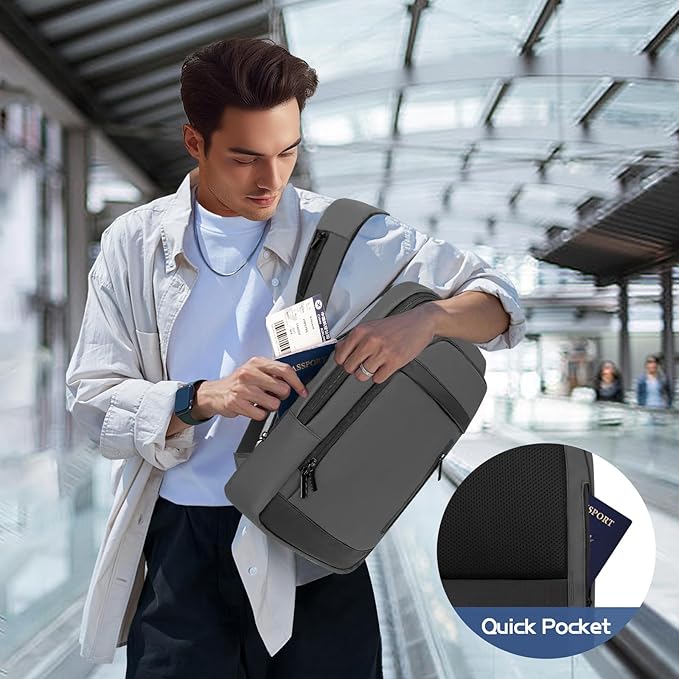 Business Backpack for Men Lightweight Commute Laptop Backpack Anti-Theft Water Resistant Backpack for 15.6 Inch Computer for Daily Office Work with Small Bag (Grey)