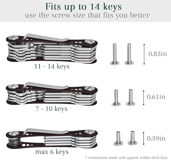 EM Premium Products Compact Key Holder - Pocket Key Organizer - 14 Keys Key Bar
