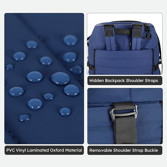 86L 30” Folding Duffle Backpack with 2 Wheels,Travel Bag with Separate Shoe Compartment,Navy Blue
