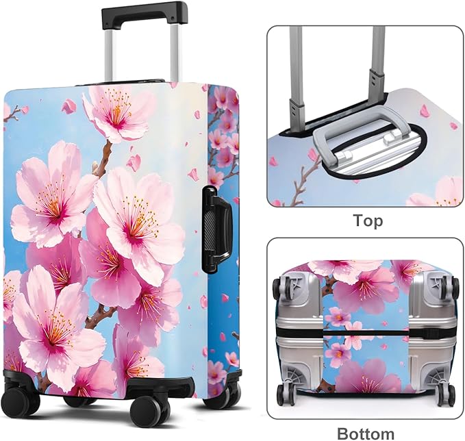 Luggage Cover Washable Suitcase Protector Anti-Scratch,Stretchable Fit for 20-34Inch Luggage Durable Travel Bag Cover with Zipper Closure (Peach blossom, L(fits 28-30Inch suitcase))