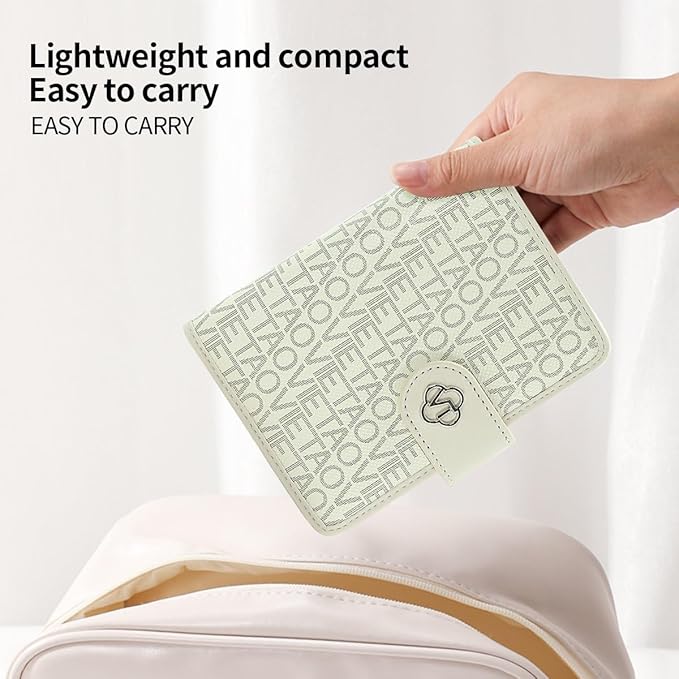 Passport Holder Wallet Bag with AirTag Holder, Card Slots Passport Solt Ticket Cash Solt, Photo Solt Sim Card Pen Slot.White