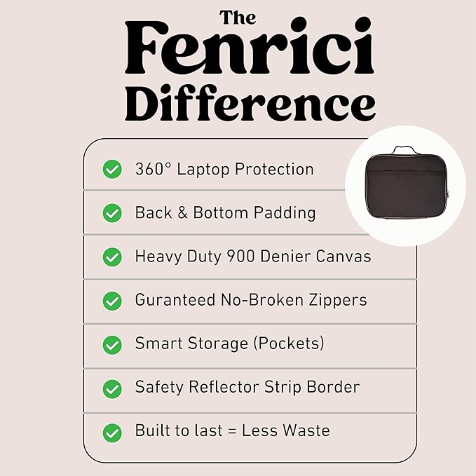 Fenrici Black Lunch Box for Boys, Girls, Kids, Teens, Men, Women Insulated Lunch Bag, Soft Sided Compartments, Spacious, BPA Free, Food Safe, 10.8in x 8.5in x 2.8in, Black
