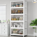 BROVIEW 500Qt Stackable Storage Bins with Lid, Extra Large Closet Organizer Collapsible Drawer Boxes with Wheels, Folding Plastic Cabinet Containers for Home Kitchen Room Organization, 5Pack White