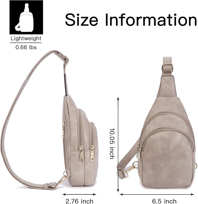 Telena Small Sling Bag for Women Leather Crossbody Fanny Packs Chest Bag for Women