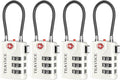 Search Alert TSA Approved Travel Combination Luggage Cable Locks for Suitcase, Gym Locker,Toolbox,Backpack 1,2,4,6 &10 pk (White 4 Pack)