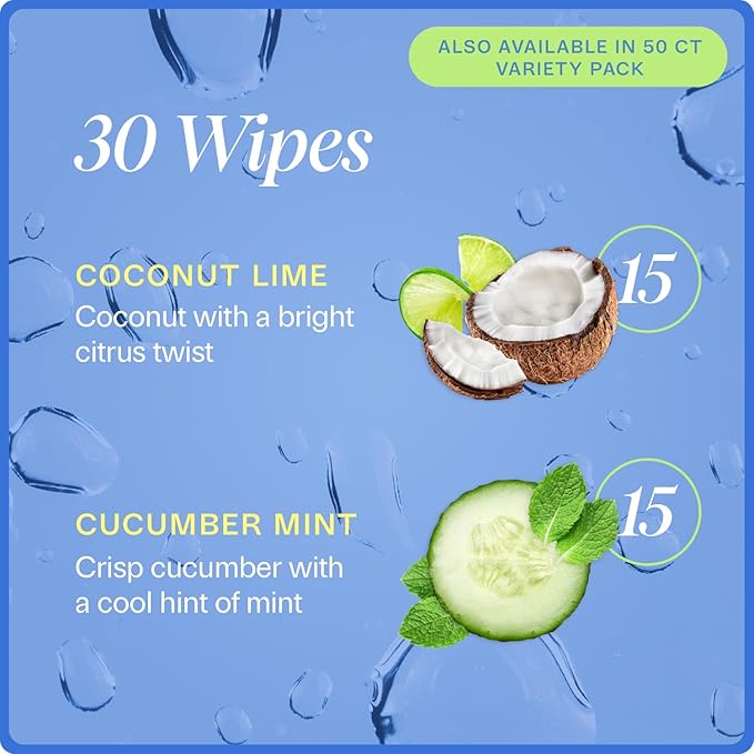 On-the-Go Body Cleansing Cloths Variety - 30 CT Large, Biodegradable Wipes for Instant Freshness - Perfect for Travel, Post-Workout, and Quick Clean-Ups
