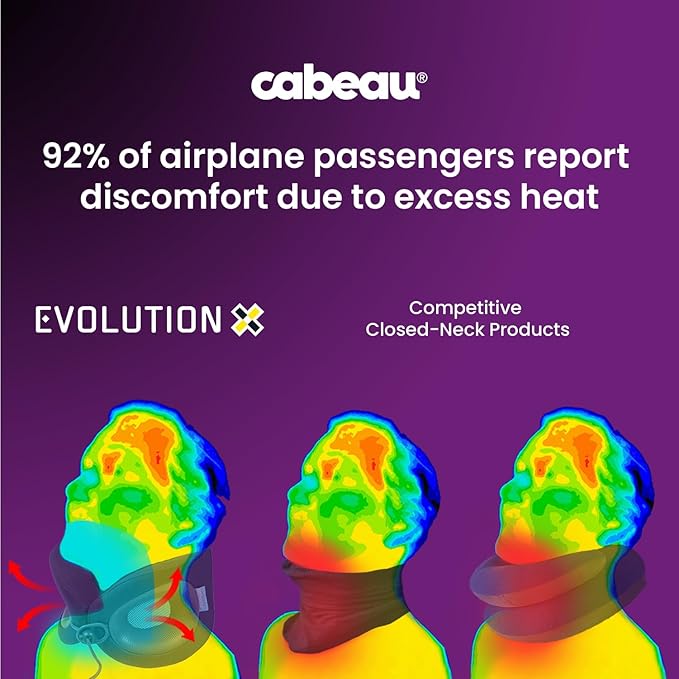 Cabeau Travel Pillow for Long Flights – Evolution X - Memory Foam Neck Support - Comfort On-The-Go for Airplane, Train, and Car (Turquoise)