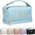 Personalized Teachers Gifts for Women, Makeup Bags with Handle, Initial Double Layer Cosmetic Bag with Makeup Brush Organizer,Teacher Appreciation Gifts, Gifts for Friends Female Mom