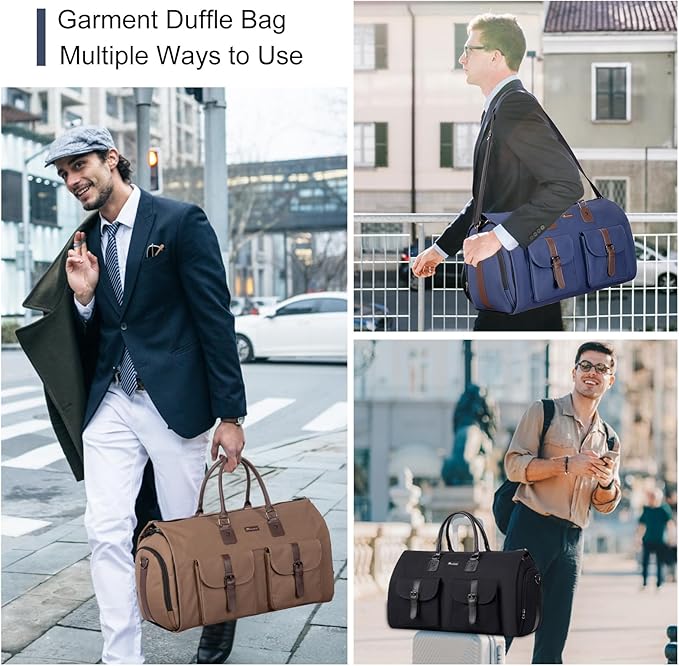 Modoker Garment Convertible Weekender Bag,Carry on Canvas Garment Duffle Bag Heavy Duty Overnight Bags for Men Women