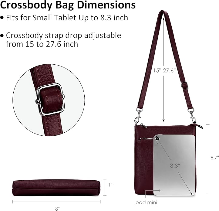 befen Genuine Leather Small Crossbody Purses for Women Travel Cross Body Bags Lightweight with Adjustable Shoulder Strap