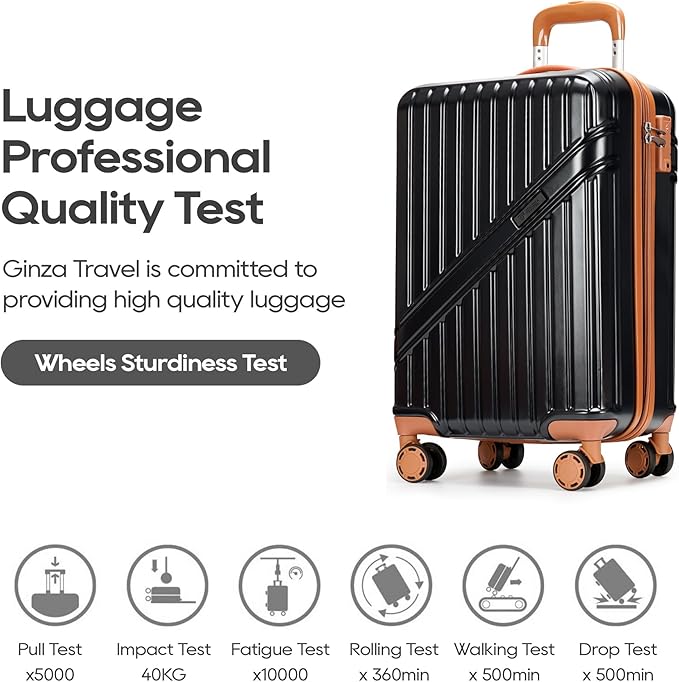 GinzaTravel Luggage Sets 3-Piece Expandable Suitcases with Wheels PC+ABS Durable Hardside Luggage sets TSA lock