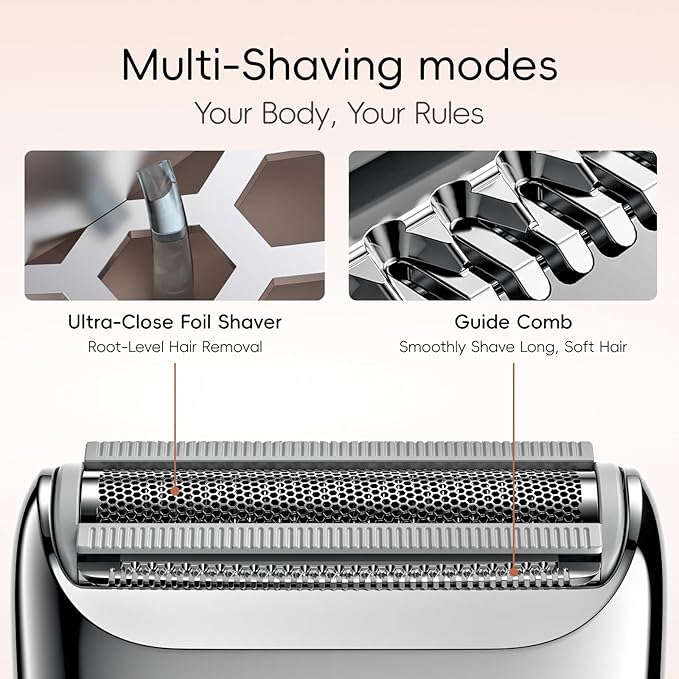 yoose Electric Razors for Women, IPX7 Alloy Body Bikini Trimmer for Women (USB-C, Trimmer Comb, Multi Shaving Modes), Portable Size, Radiant Gold