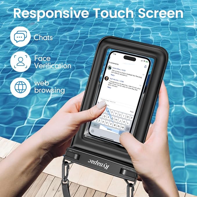 [Up to 8.5"] Floating Waterproof Phone Pouch 2 Pack - Floatable Waterproof Phone Case with Lanyard for iPhone 16 15 Pro Max, Galaxy S25 S24 Ultra, IPX8 Cellphone Dry Bags, Beach Vacation Essentials