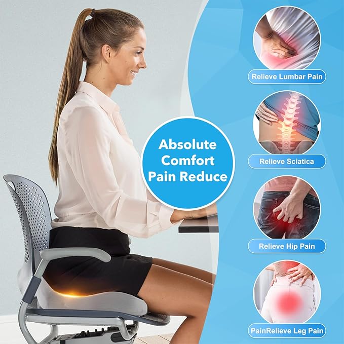 Seat Cushion,Office Chair Memory Cushion, Ergonomic Design, Relieve Sciatica and Long-Term Sitting Pain, Suitable for desks, Car Seats, Games, Wheelchairs