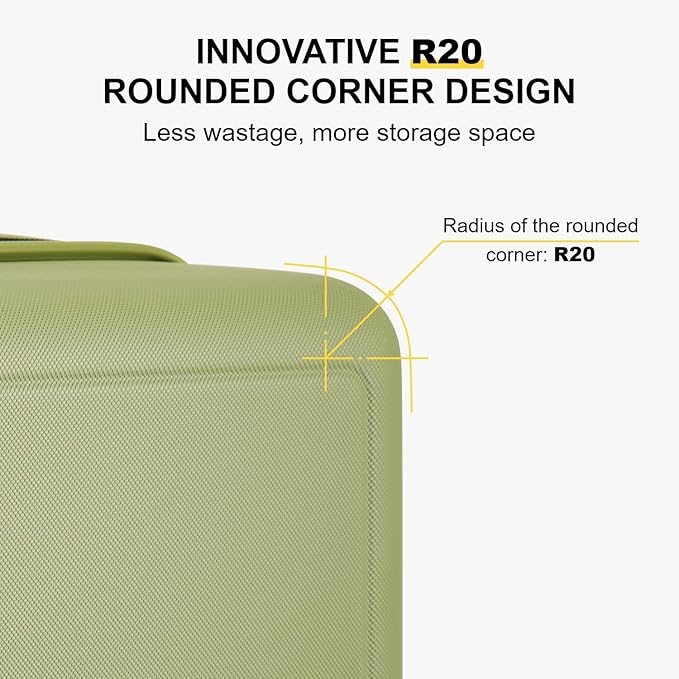 LEVEL8 Carry on Luggage Airline Approved with Spinner Wheels, Lightweight Luminous Textured Travel Bags for Women Men, Tsa Lock Cabin Suitcase, 20 Inch, Pickle Green