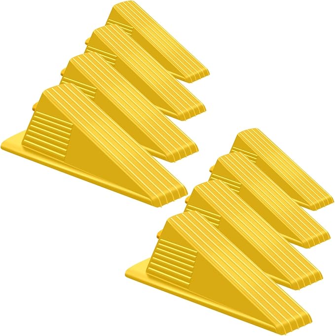 Frienda 8 Pcs Jumbo Door Stoppers Heavy Duty Door Stopper Tall up to 2inch Tall Wedge TPR Large Wedge Stackable Big Rubber Doorstop for Hotel Carpet Hardwood Concrete and Tile (Yellow)