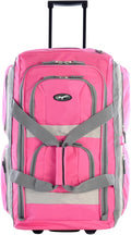 Olympia U.S.A. 22 inch Carry On 8 Pockets Wheeled Rolling Duffel Bag Water Resistant Luggage Lightweight Travel Suitcase with Retractable Handle
