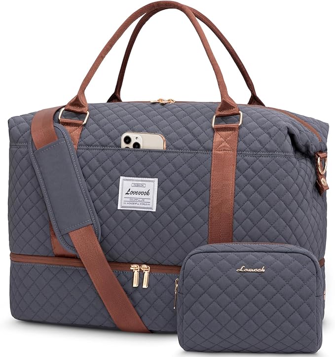 LOVEVOOK Travel Duffle Bag,Weekender Bags for Women with Shoe Compartment，Carry on Overnight Bag with Toiletry Bag,Gym Duffel Bag with Wet Pocket, Hospital Bags for Labor and Delivery