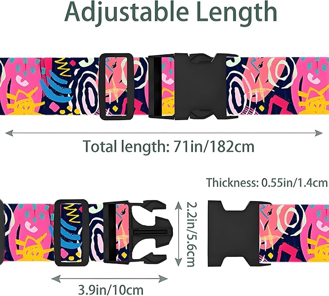 Universe Luggage Straps for Suitcases, Adjustable Luggage Travel Belt to Keep Luggage Security While Travel, Strong Polyester Fabric, Easy-to-Recognize Stylish Design Travel Accessories, 2 Pack