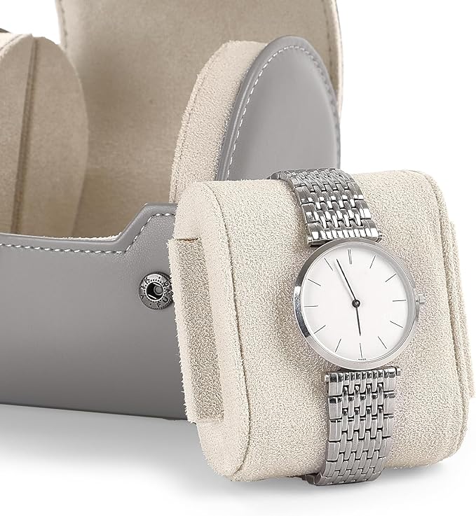 Oirlv Luxury Leather Watch Storage Case Watch Box for Mens Jewelry Organizer Case Jewelry Gift Box for Birthday Fathers Day Anniversary(1 slot, Grey)