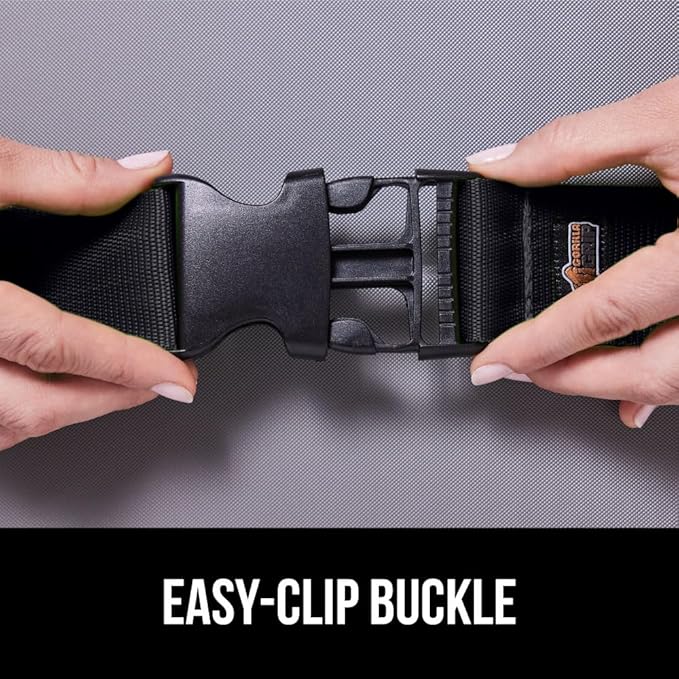 GORILLA GRIP Heavy Duty 4 Pack Adjustable Luggage Straps for Suitcases, Easy to Identify Travel Belt Connector Holds Suitcase Together, Extends Life of Bag, Strap Connects Two Bags, Accessories, Black