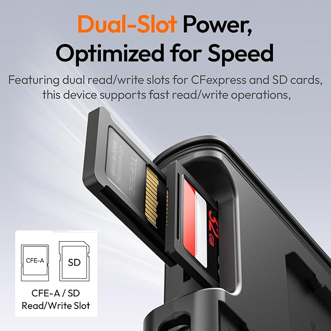 ULANZI MCR-01 High-Speed SD Card Reader Case, USB 3.2 CFexpress A Card Reader, 2 in 1 SD/Micro SD Card Reader Holder, Waterproof Case, Type-C SD/TF Card Storage Case for iPhone/Android, Action Cameras
