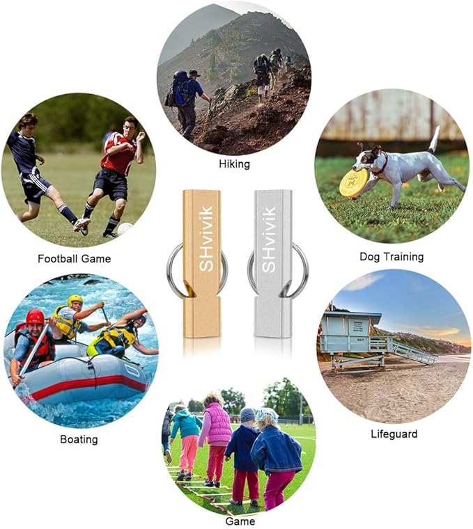 Emergency Whistle, 2PCS Premium Safety Survival Whistles with Lanyard Keychain, High Pitch Double Tubes for Outdoor Hiking Camping Hunting Fishing Boating