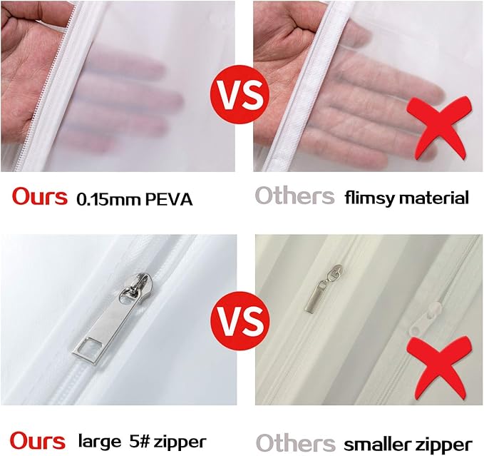 Garment Bags for Hanging Clothes, Clear Plastic Closet Storage Covers with Cedar Balls, 24" x 40", 6 Pack