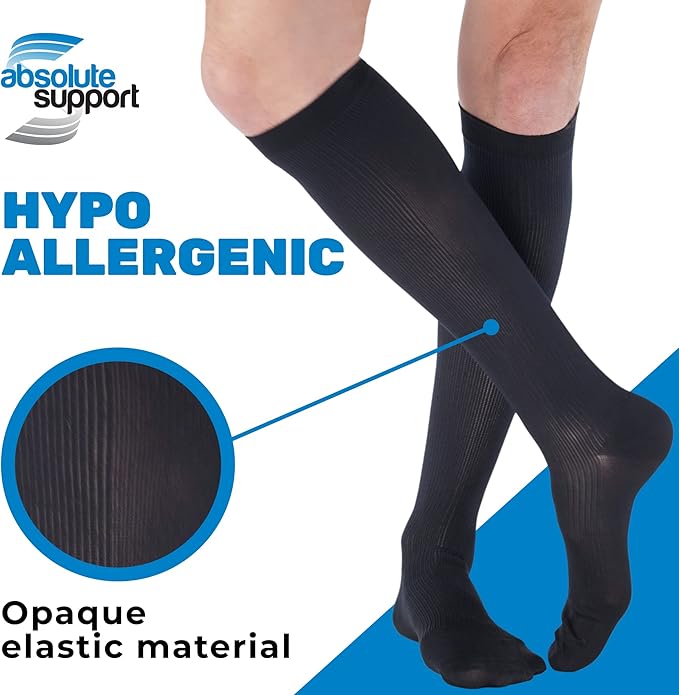 ABSOLUTE SUPPORT Cotton Compression Socks for Women & Men 20-30 mmhg Knee High
