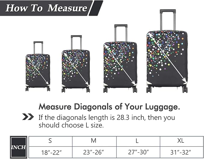 HYPER VENTURE Washable Luggage Cover - Fashion Suitcase Protector Fits 23-26 Inch Luggage (Color Dots, M)