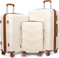 Luggage Sets 3 Piece with Spinner Wheel, Hardside Suitcase Set with TSA Lock, Expandable Lightweight Travel Luggage for Men and Women, White