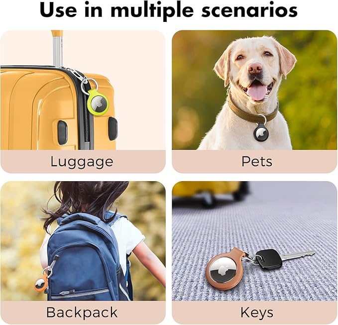 UNBREAKcable 360° Protective Holder for AirTag, [4-Pack] AirTags Keyring [Full Cover] [Scratch-Resistant] [Pefect Fit] [304 Stainless Steel] Keychain for AirTag TPU Case for Key, Luggage, Pet Collar