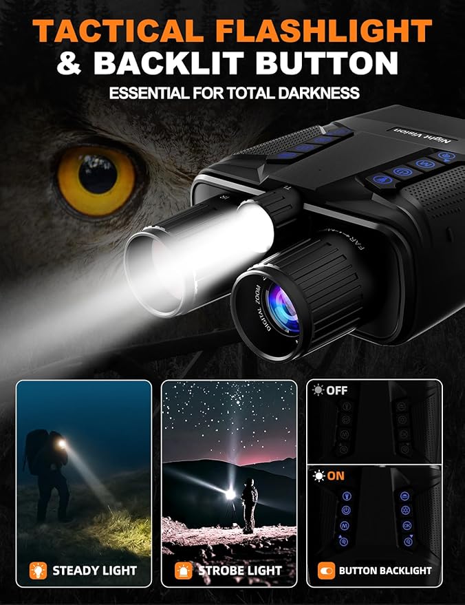 Night Vision Goggles - Eagle 4K Night Vision Binoculars for Adults, Dual Modes Binoculars with 5000mAh Battery, 32GB SD Card Included for Adventure and Surveillance, Black