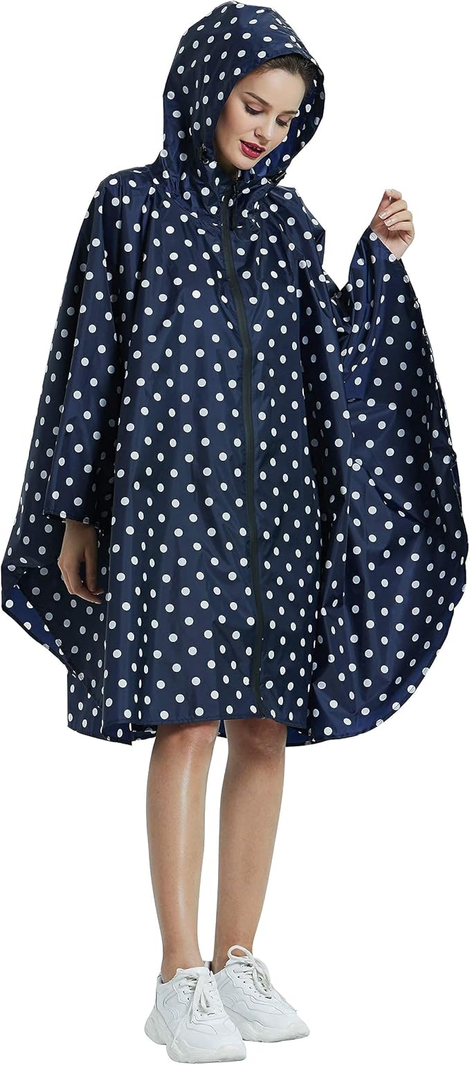 Rain Poncho Jacket Coat Hooded Zipper Style for Women/Men/Adult with Pocket