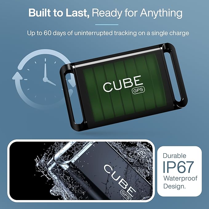 Cube GPS Tracker for Vehicles Assets Kids, Mini GPS Trackers for Dogs, Car Tracker Device: Real Time Worldwide Location SOS Pings Geo-Fencing + Rechargeable Battery Requires Subscription