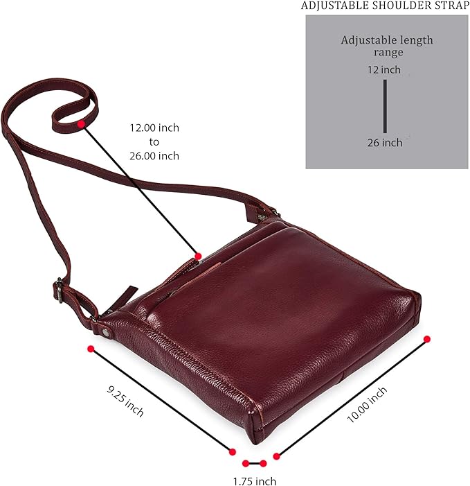 Small Soft Genuine Leather Crossbody Purse Women’s Sling Crossover Shoulder Travel Handbag with Triple Zipper