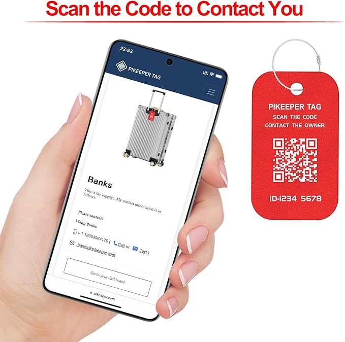 Smart Luggage Tags for Suitcases - Waterproof QR Code Bag Tags with Location Notification When Scanned, Self-Modifiable Info, Durable & Personalized Backpack Travel ID Tags