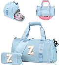 Birthday Gift for Granddaughter-Girl Gym Bag with Shoe Compartment, Kid Personalized Weekender Overnight Bags, Initial Travel Tote with Makeup Pouch, Christmas Gifts for Girls (Letter Z)