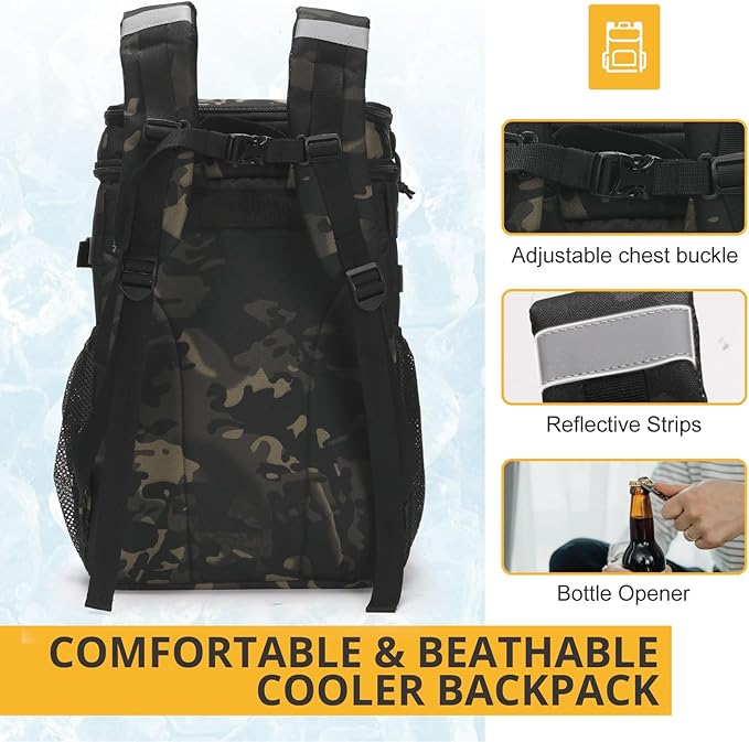 Tactical Backpack Cooler,Soft Lightweight Leakproof Cooler Backpack,Insulated Cooler Bag,Portable Soft Cooler Bag Waterproof for Beach, Travel, Camping, Picnic, Hiking