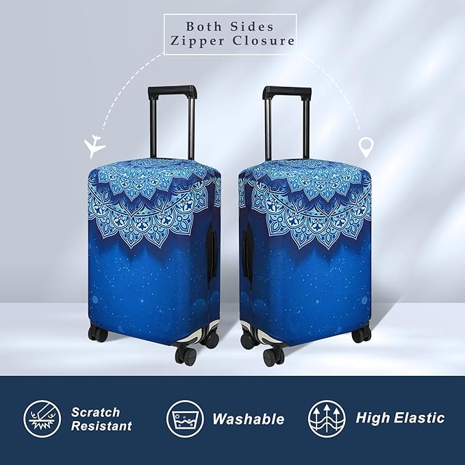 Explore Land Travel Luggage Cover Suitcase Protector Fits 18-22 Inch Case (Blue Violets, S)